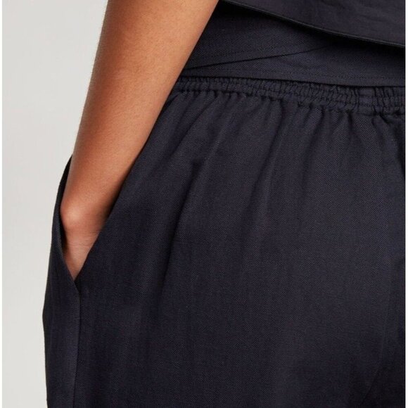 APiece Apart Isa Wrap Elasticated Waist Dark Blue Pleat Front Tapered Trousers - Picture 5 of 14